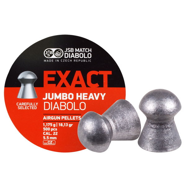 JSB Diabolo Exact Jumbo Heavy .22 Cal, 18.13 gr, Domed-500 cts