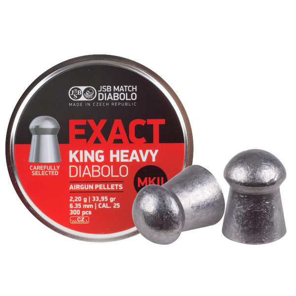 JSB Diabolo Exact King MKII Heavy, .25 Cal, 33.95 gr, Domed-300 cts